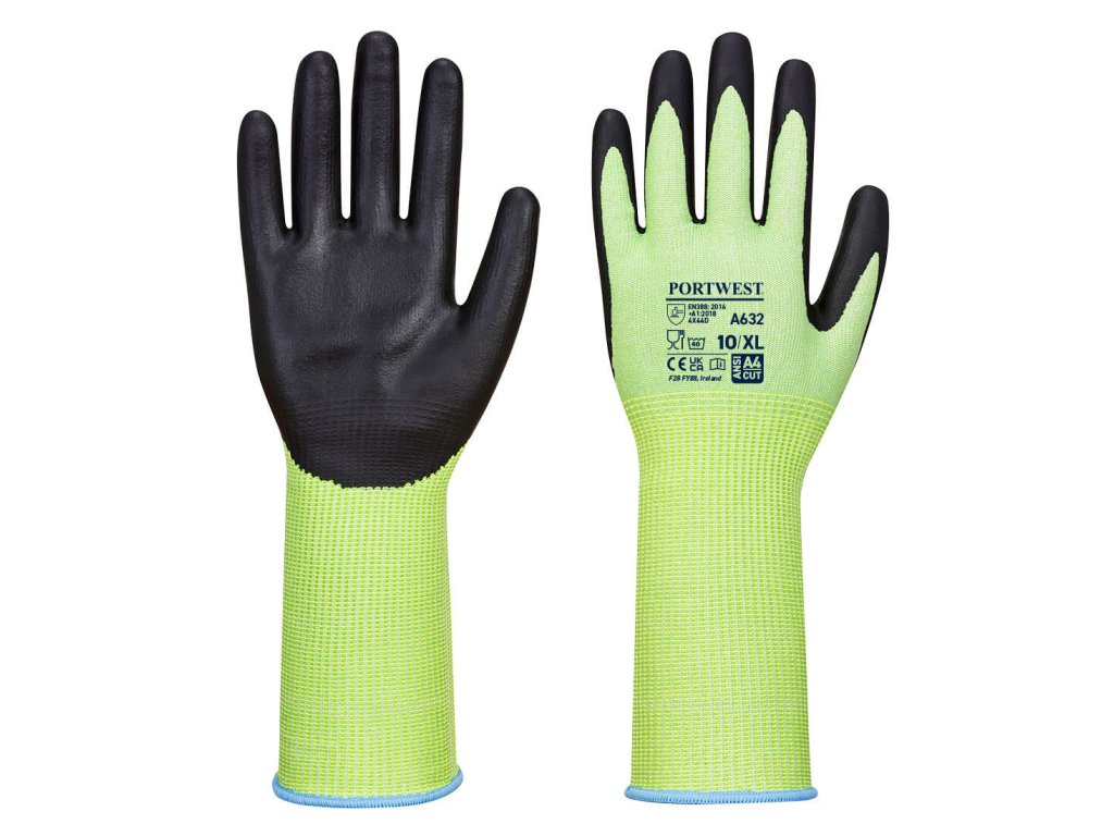 Cut D13 Nitrile Green Long Cuff Glove (Color Green/Black, Size M)