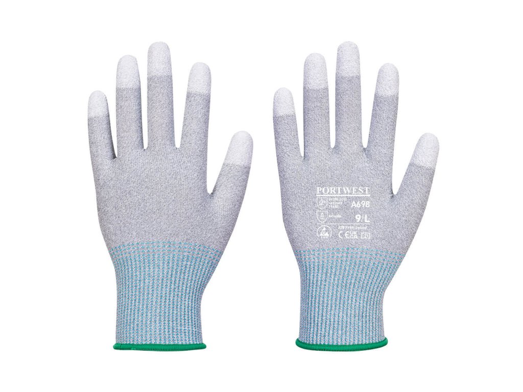 MR13 ESD PU Fingertip Glove (Color Grey/White, Size L)
