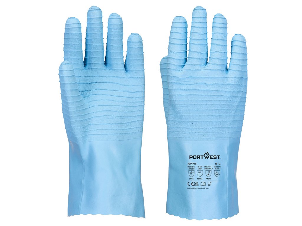 FD Chemical B Latex Gauntlet (Color Blue, Size S)