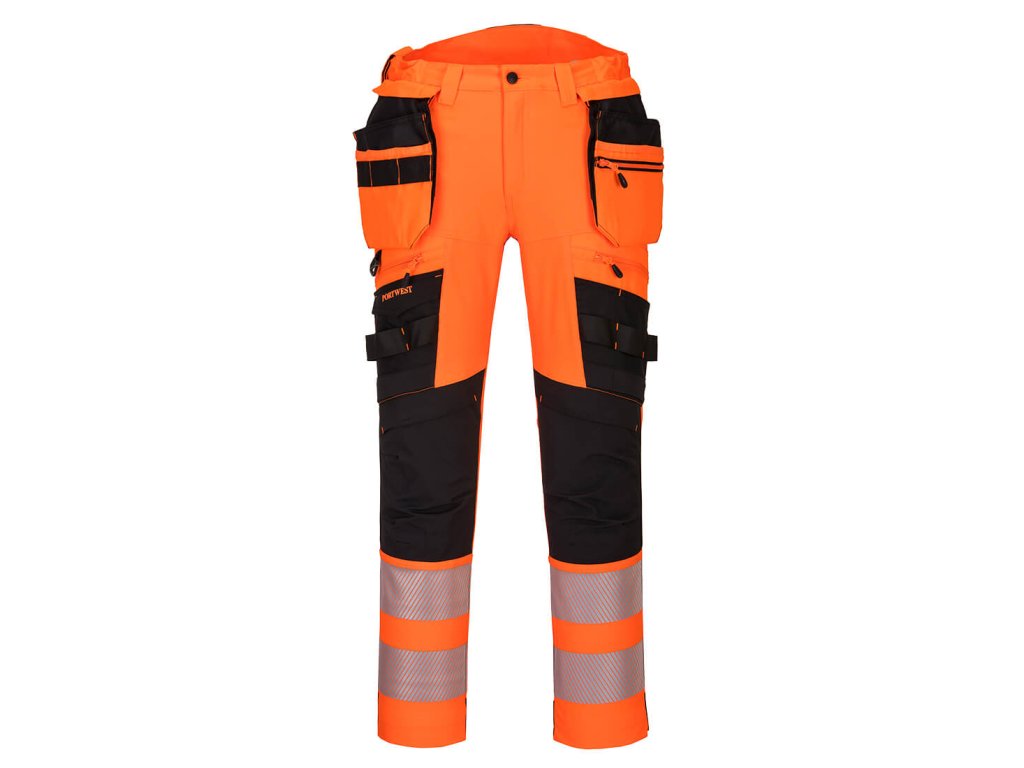 DX4 Hi-Vis Detachable Holster Pocket Trousers (Color Orange/Black, Size 28)
