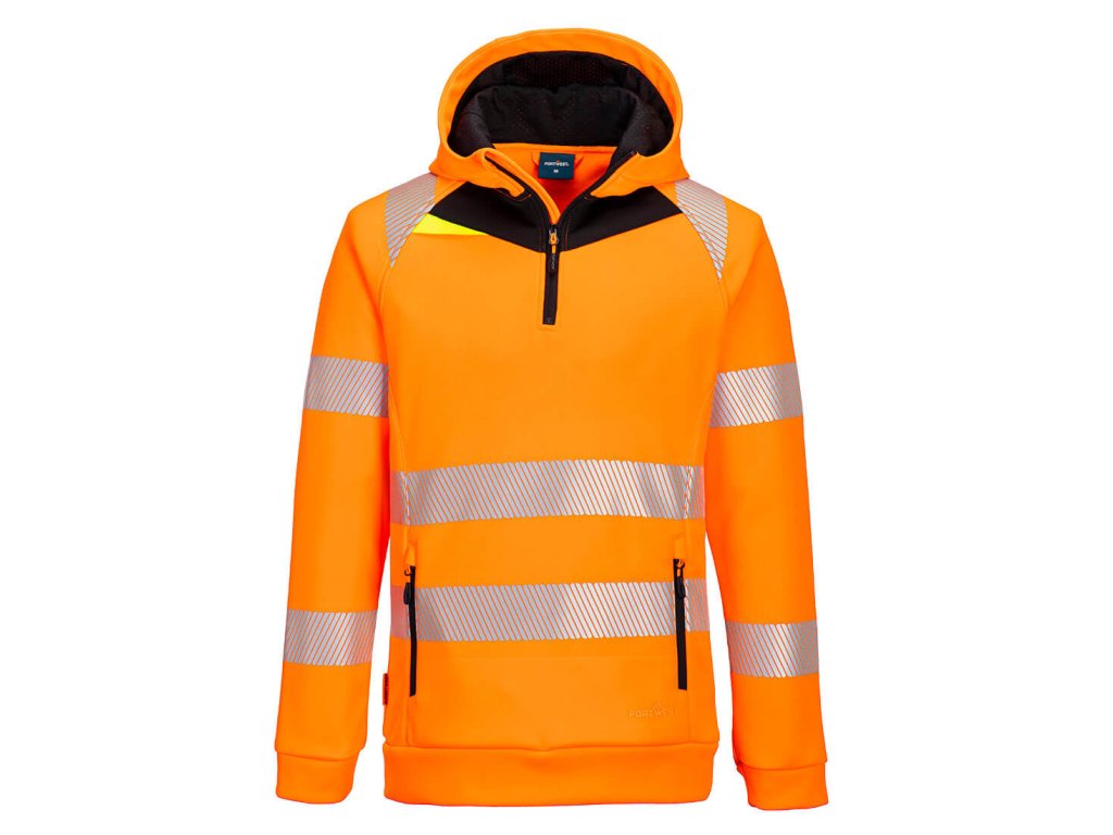 DX4 Hi-Vis 1/4 Zip Hoodie (Color Orange/Black, Size 5XL)