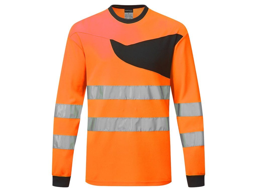 PW2 Hi-Vis T-Shirt L/S (Color Orange/Black, Size M)