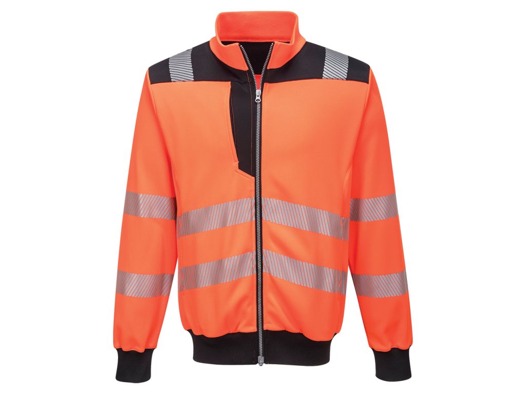 PW3 Hi-Vis Zip Sweatshirt (Color Orange/Black, Size 5XL)