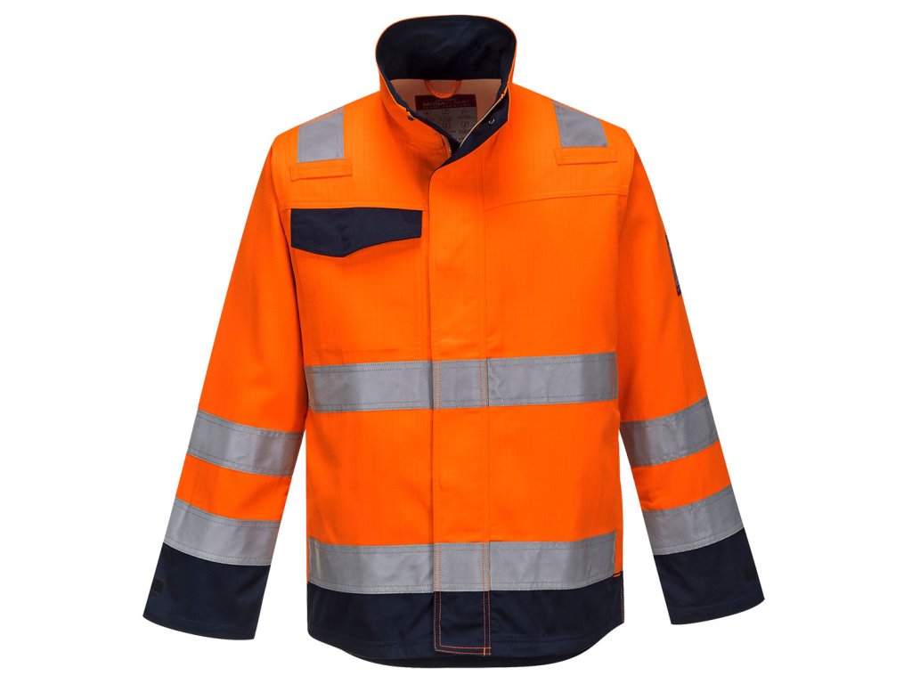 Modaflame Work HVO Multi-Norm Contrast FR Jacket (Color Orange/Navy, Size M)