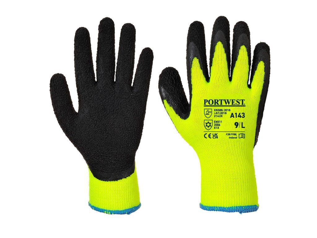 Cold 10 Latex Foam Glove (Color Yellow/Black, Size L)