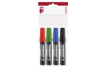 ICO Permanent Marker 12 Chisel – 4-colour Set