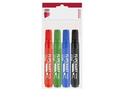 ICO Flipchart Marker 12 XXL Chisel – 4-colour Set