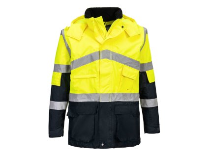 Hi-Vis Breathable Contrast Rain Jacket (Color Yellow/Navy, Size 4XL)