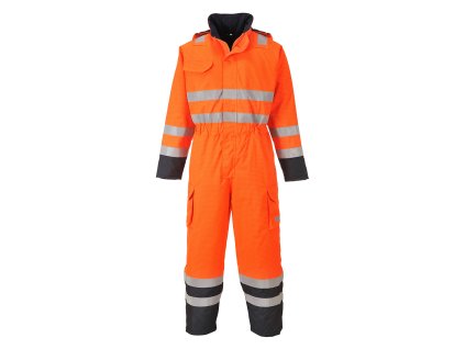 Bizflame Rain Hi-Vis Constrast FR Winter Coverall (Color Orange/Navy, Size M)