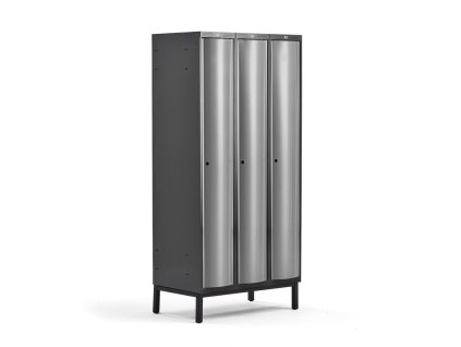 Kleiderschrank CURVE, auf Beinen, 3 Abschnitte, 1940 x 900 x 550 mm, grau