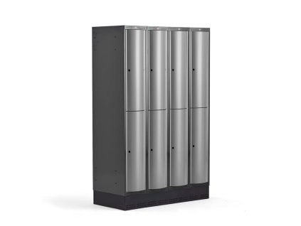 CURVE Kleiderschrank, mit Sockel, 4x2 Türen, 1890x1200x550 mm, grau