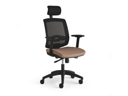 Office chair STANLEY, with headrest and armrests, beige