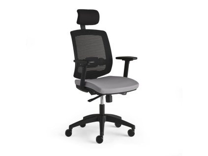 STANLEY office chair, with headrest and armrests, light gray