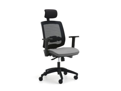 STANLEY office chair, with headrest and armrests, light gray