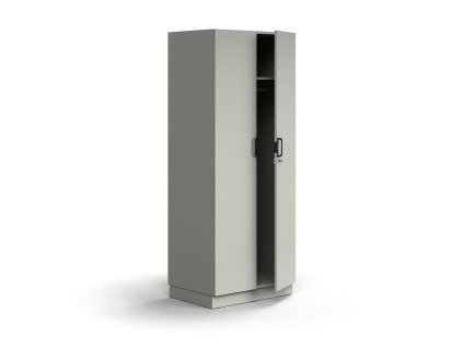 QBUS lockable wardrobe, with hanger rod, with plinth, 2020x800x570 mm, light gray