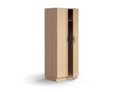 QBUS lockable wardrobe, with hanger rod, with plinth, 2020x800x570 mm, oak