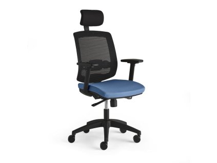 Office chair STANLEY, with headrest and armrests, light blue