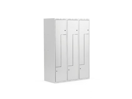 CLASSIC wardrobe, Z shape, 3 sections, 6 doors, gray
