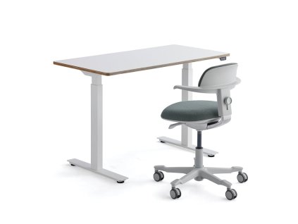 Bútorkészlet: 1 db Novus asztal + 1 db fehér/zöld Newbury irodai szék