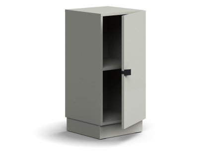 QBUS cabinet, 1 shelf, with plinth, with handle, 868x400x420 mm, light gray