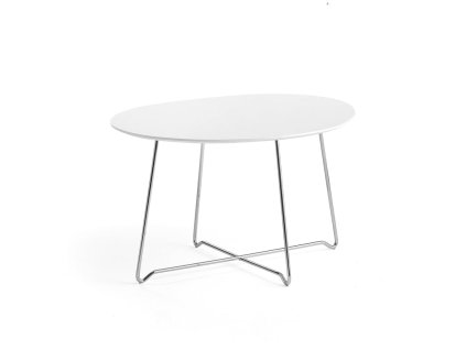 Couchtisch IRIS, asymmetrisch, Chrom, weiß