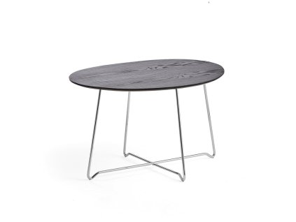 Coffee table IRIS, asymmetrical, chrome, black oak