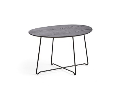 Coffee table IRIS, asymmetrical, black, black oak