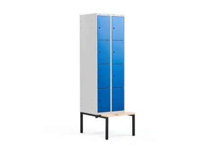 CLASSIC wardrobe, with bench, 2 sections, 8 compartments, blue