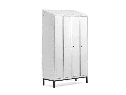 Wardrobe CLASSIC, on legs, 4 sections, 2100x1200x550 mm, gray