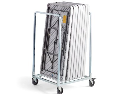 Trolley for transporting tables + 8 folding tables, 1220x610 mm