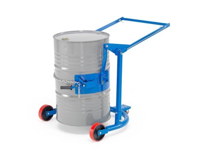 Vozík na sudy, pre 200 L sudy, šírka medzi kolieskami 740 mm, 365 kg