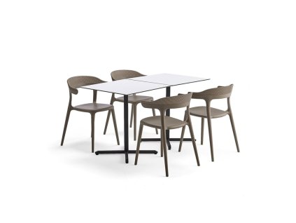 Dining set: Becky table + 4 gray-brown Creek chairs