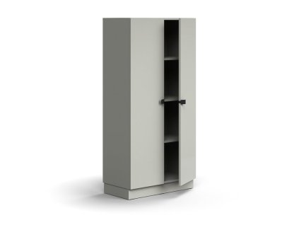 QBUS cabinet, 3 shelves, with plinth, with handle, 1636x800x420 mm, light gray