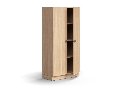 Szafka QBUS, 3 półki, z cokołem, z uchwytem, ​​1636x800x420 mm, dąb