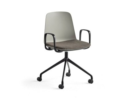 Židle LANGFORD, s kolečky, šedo/hnědá