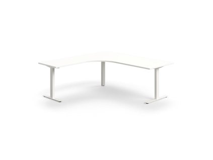 QBUS office desk, corner, 2000x2000 mm, T-frame, white frame, white