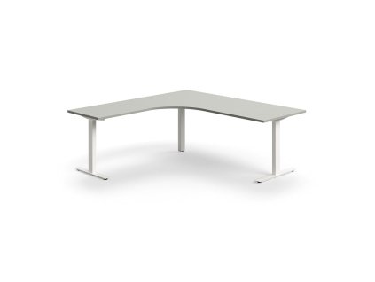 QBUS office desk, corner, 2000x2000 mm, T-frame, white frame, light gray