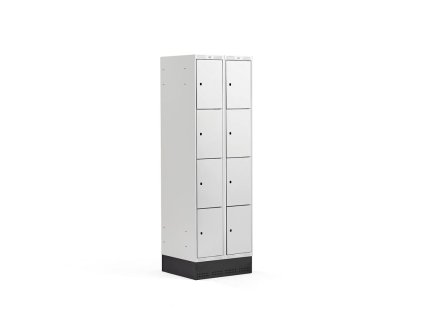 Wardrobe CLASSIC, with plinth, 2 sections, 8 compartments, gray
