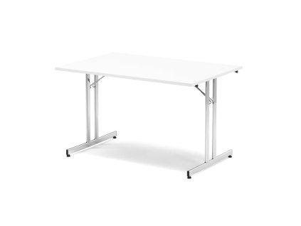 Folding meeting table EMILY, 1200x800 mm, white/chrome