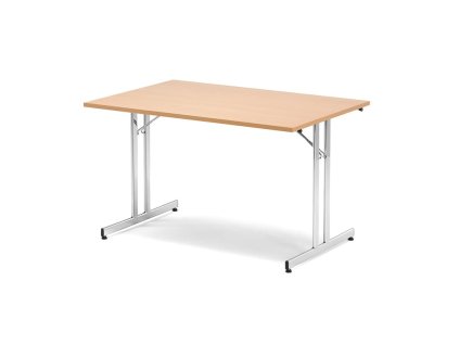 Folding conference table EMILY, 1200x800 mm, beech laminate/chrome