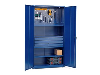 Workshop tool cabinet Supply with mech. with lock, 1900x1020x500 mm, blue