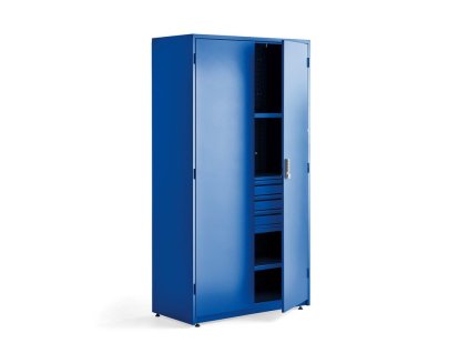 Workshop tool cabinet Supply with el. with lock, 1900x1020x500 mm, blue