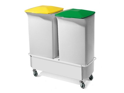 Abfallsortierbehälter OLIVER, 2 x 40 L, inklusive Trolley
