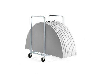 Mika set: 5 folding tables Ø1830 mm + trolley for tables