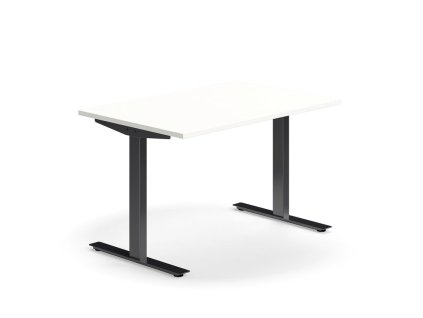 QBUS Büroschreibtisch, gerade, 1200x800 mm, T-Gestell, Gestell schwarz, weiß