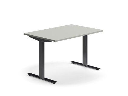 QBUS office desk, straight, 1200x800 mm, T-frame, black frame, light gray