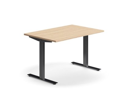 QBUS kancelářský stůl, rovný, 1200x800 mm, T-frame, černý rám, dub