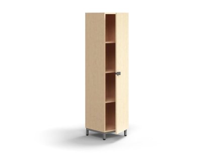QBUS cabinet, 3 shelves, on legs, with handle, 1636x400x420 mm, silver, birch