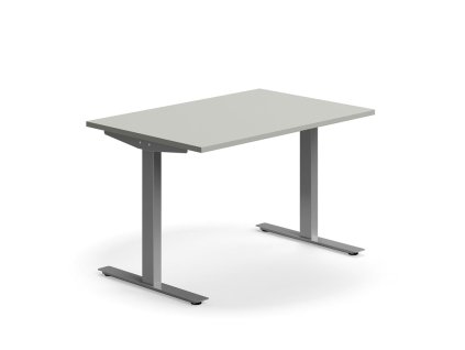 QBUS office desk, straight, 1200x800 mm, T-frame, silver frame, light gray
