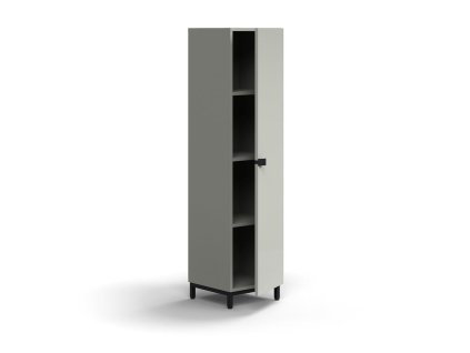 QBUS-Schrank, 3 Regale, auf Beinen, mit Griff, 1636x400x420 mm, schwarz, hellgrau